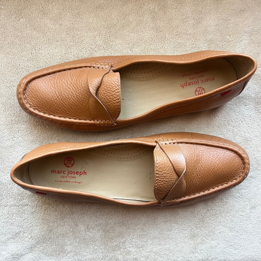 Marc Joseph Clermont St New York‎ Women 13 Cognac Tan Leather Moccasin Loafers